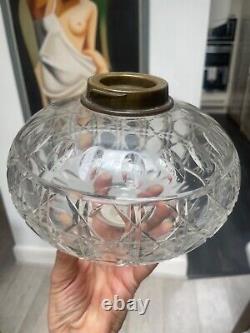 Large antique hobnail and thumb print cuts oil lamp font, width 18.5 cm