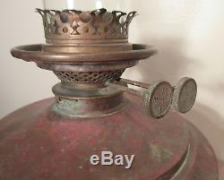 Large antique ornate 1800s Victorian footed brass electric oil parlor table lamp