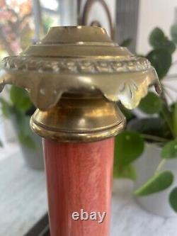 Large brass oil lamp Pink red marble column