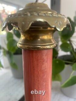 Large brass oil lamp Pink red marble column