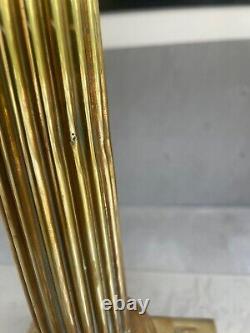 Large cast reeded column corinthian brass oil lamp base (scar)