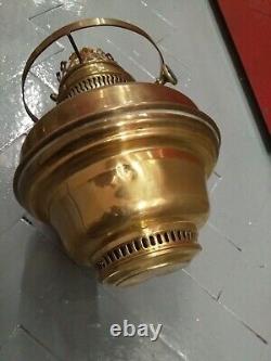 Large heavy antique Brass oil lamp. As Found House Clearance. 30 High 12 Base