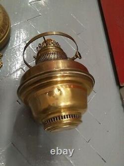 Large heavy antique Brass oil lamp. As Found House Clearance. 30 High 12 Base