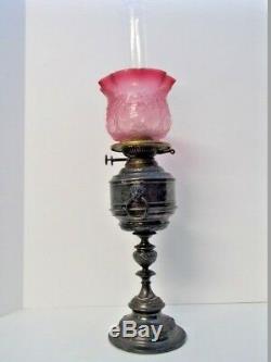 Lion Lamp Works by Prince and Symmons London 1860's Antique Kerosene Oil Lamp