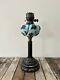 Louis Philipe style French oil lamp with opaline blue hand painted fount