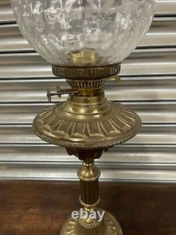 Lovely Ornate Victorian Duplex Oil Lamp With Glass Shade A/F