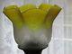 MAGNIFICENT RARE YELLOW CAMEO GLASS ETCHED DUPLEX OIL LAMP SHADE