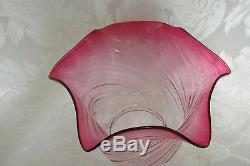 Magnificent Victorian Cranberry Hand Blown Oil Lamp Shade 4 Duplex Fit Perfect