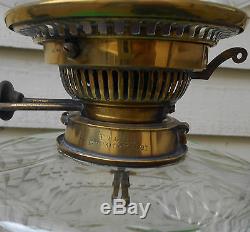 MASSIVE Victorian antique Corinthian column, English cut glass oil lamp c. 1860