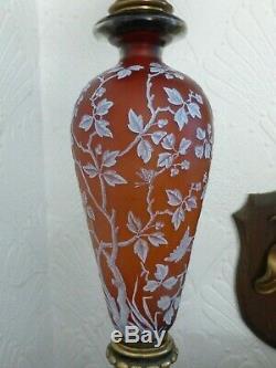 Magnificent English (webb) Antique Cameo Glass Oil Lamp
