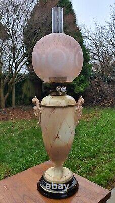 Magnificent Original Victorian Royal Worcester Base Oil Lamp Masks Shade Burner