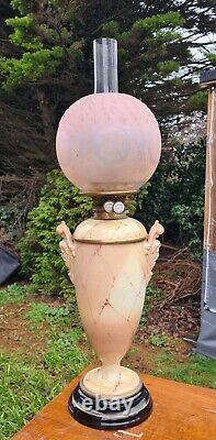 Magnificent Original Victorian Royal Worcester Base Oil Lamp Masks Shade Burner