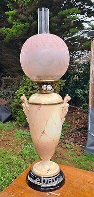 Magnificent Original Victorian Royal Worcester Base Oil Lamp Masks Shade Burner