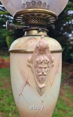 Magnificent Original Victorian Royal Worcester Base Oil Lamp Masks Shade Burner