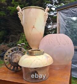 Magnificent Original Victorian Royal Worcester Base Oil Lamp Masks Shade Burner