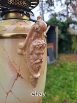 Magnificent Original Victorian Royal Worcester Base Oil Lamp Masks Shade Burner