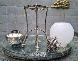 Magnificent Original Victorian WAS Benson Silver Plated Copper Brass Oil Lamp