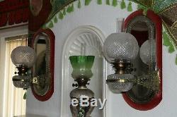Magnificent Pair Of Perfect F C Osler Mirrored Girondelle Cut Glass Oil Lamps