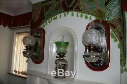 Magnificent Pair Of Perfect F C Osler Mirrored Girondelle Cut Glass Oil Lamps
