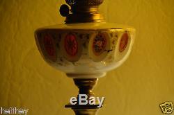 Magnificent large hand painted /enameled overlay glass Bohemian oil lamp