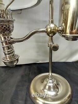 Manhattan Brass Co Single Arm Nickel Plated Student Oil Lamp