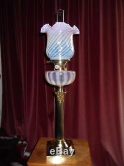 Matching Victorian Vaseline Duplex Oil Lamp Shade And Font. Superb. 4 fit