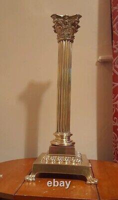 Messengers Victorian Brass Corinthian Column Oil Lamp Base, Paw Feet, 22mm, 49cm