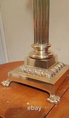 Messengers Victorian Brass Corinthian Column Oil Lamp Base, Paw Feet, 22mm, 49cm