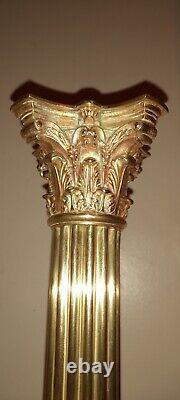 Messengers Victorian Brass Corinthian Column Oil Lamp Base, Paw Feet, 22mm, 49cm