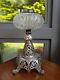 Messengers Victorian Silver Plated Deep Cut Glass Crystal Oil Lamp Font Base