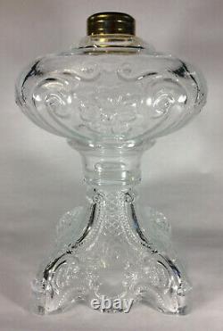 New 9 1/2 Princess Feather Clear Glass Oil Lamp Font, Victorian Era #PF503