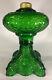 New 9 1/2 Princess Feather Dark Green Glass Oil Lamp Font, Victorian Era #PF508