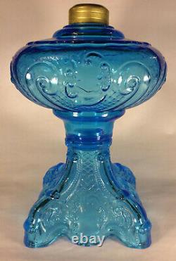 New 9 1/2 Princess Feather Light Blue Oil Kerosene Lamp Font, Victorian Era 500