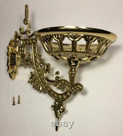 New 9 Cast Brass Wall Bracket For Oil Lamps, Early American / Victorian Style