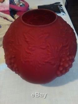 OLD Antique Victorian GWTW 10BALL SHADE GLOBE Ruby RED Grape Kerosene Oil Lamp