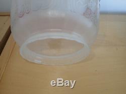 ORIGINAL 4 inch fit ETCHED CRANBERRY TULIP SHADE for an OIL LAMP, Glass signed
