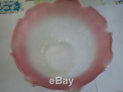 ORIGINAL 4 inch fit ETCHED CRANBERRY TULIP SHADE for an OIL LAMP, Glass signed
