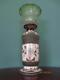 Original Antique Victorian(c1890)ceramic Oil Lamp-green Etched Glass Tulip Shade