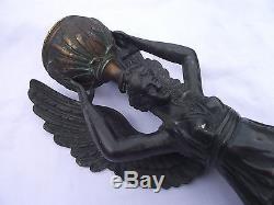 Original Large Victorian Solid Bronze Angel Figure Gas / Oil Lamp Base £74.99
