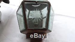 ORIGINAL VICTORIAN BRASS OIL CARRIAGE LAMP WITH LEADED GLASS pls. See photos &