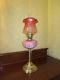 Original Victorian Cranberry Duplex Oil Lamp Complete With Victorian Shade