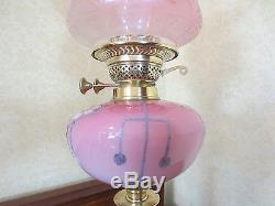 Original Victorian Cranberry Duplex Oil Lamp Complete With Victorian Shade