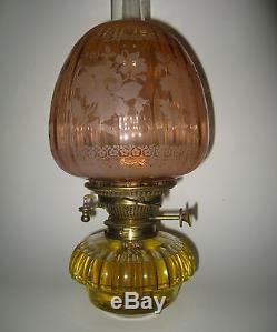 ORIGINAL VICTORIAN SALMON PINK GLASS DUPLEX OIL LAMP SHADE 4 Hinks fit