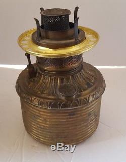 Oil Lamp Antique Victorian Parlor Banquet 1898 Trophy Base Hand Painted Globe
