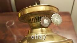 Oil Lamp Etched Shade With Chimne Use Or Display Tested Working Antique