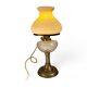 Oil Lamp & Shade Pink Opaline Glass Oil Lamp Converted Electrified Brass Lamp