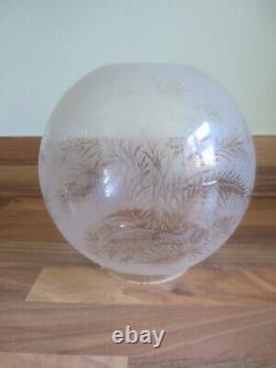 Original Antique Acid Etched Round Duplex Round Ball Oil Lamp Shade