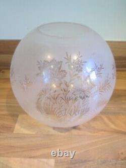 Original Antique Acid Etched Round Duplex Round Ball Oil Lamp Shade