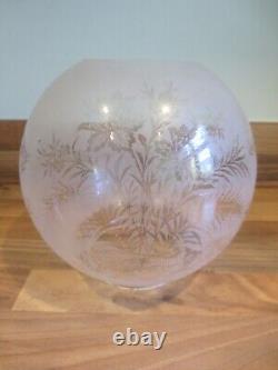 Original Antique Acid Etched Round Duplex Round Ball Oil Lamp Shade