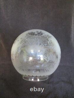 Original Antique Acid Etched Round Duplex Round Ball Oil Lamp Shade